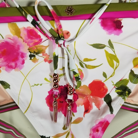 NANETTE LEPORE Silk Blossom-White Classic Swim Top and Bottom, Bathing Suit - Picture 10 of 16